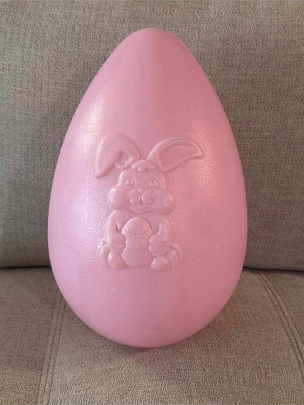 1998 Grand Venture 14” Pink Easter Egg Blow Mold with Raised Easter Bunny